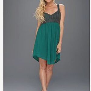 Roxy Falling Stars Beachy Breezy Teal Dress Spring Break Vacation - Size Medium